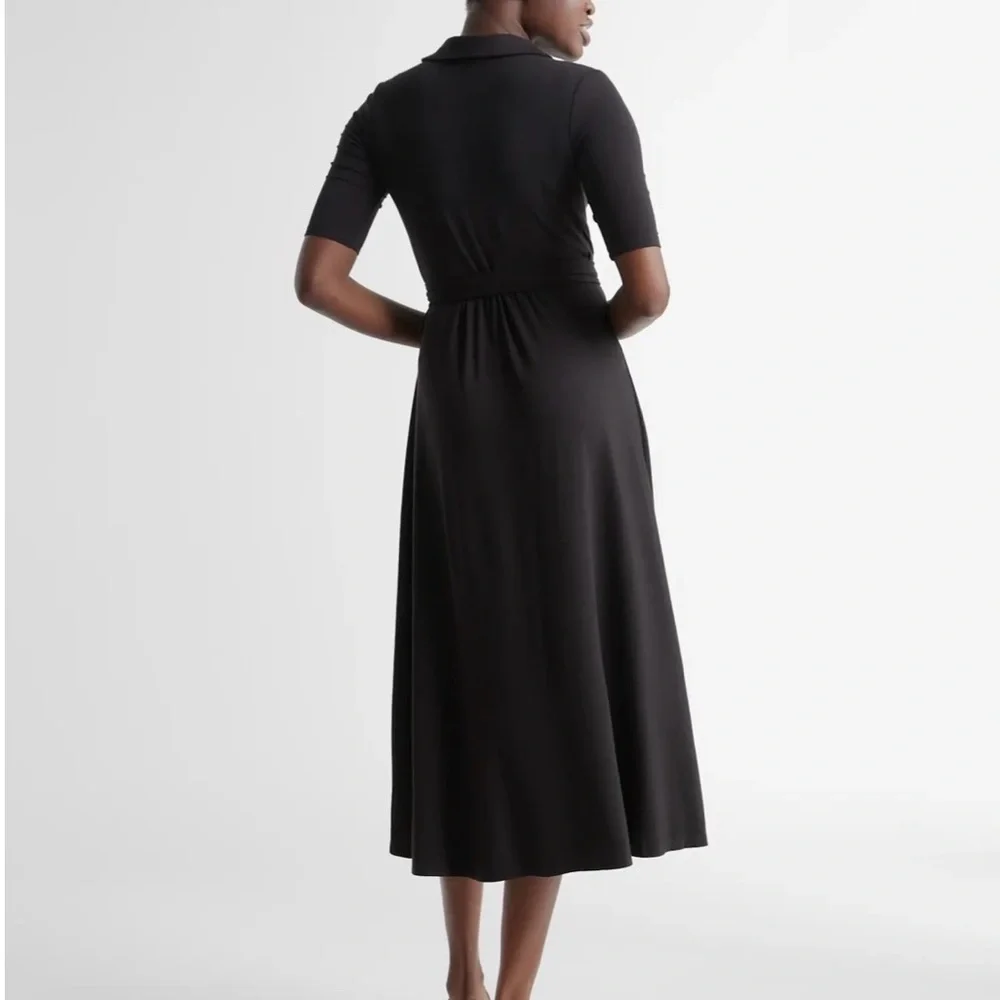 Quince Tencel Jersey Midi Wrap Dress - Picture 3 of 5